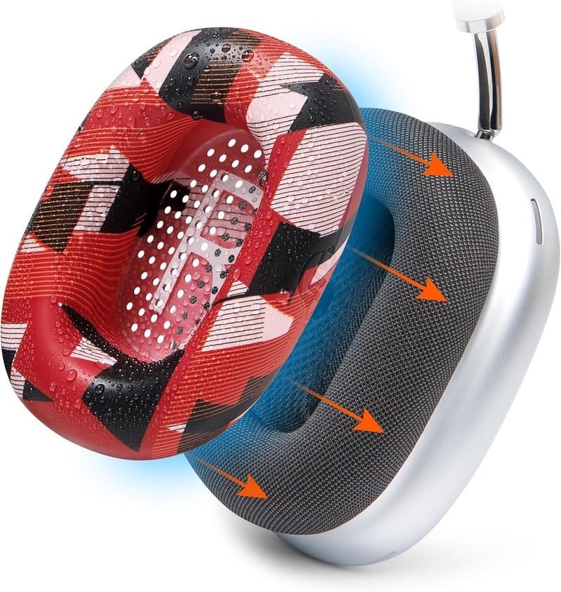 WC SweatZ Max - Patented Protective Earpad Covers for Airpods Max Made by Wicked Cushions | Sweatproof & Easily Washable | Full Earpad Sweat Protection | Red Prism - Image 1